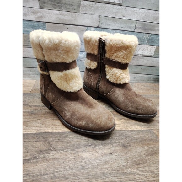 UGG Shoes - UGG Bayre II Taupe Water Resistant Suede Winter Boots Shearling Lining Cuff Sz.8
